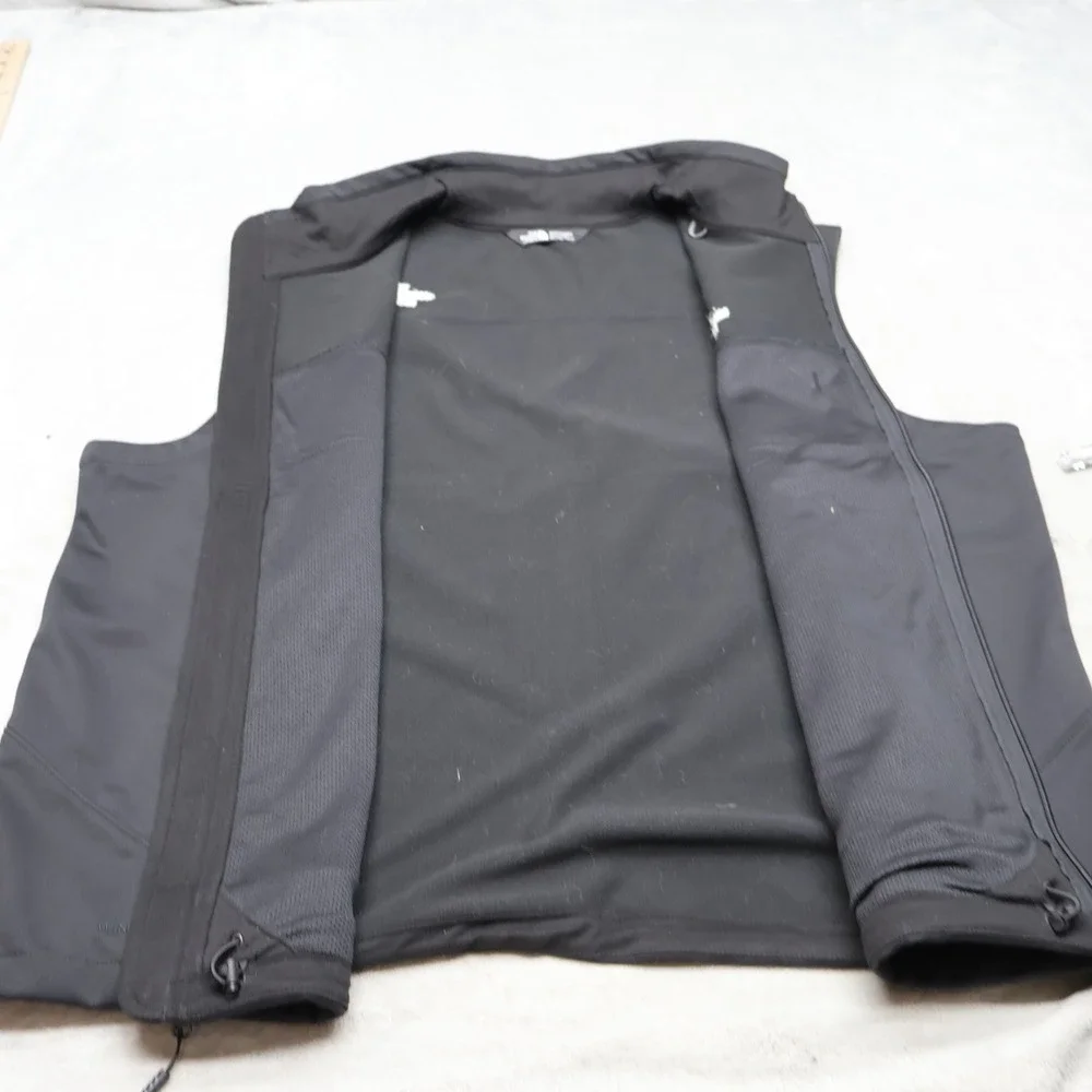 North Face Vest Mens XL Black Softshell WindWall Full Zip Fleece-Lined Wind Rain